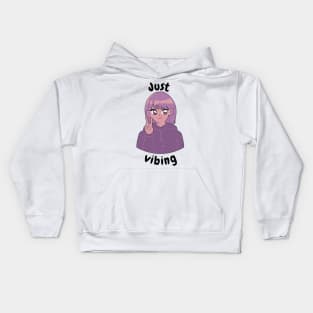 Just Vibing Anime Girl Kids Hoodie